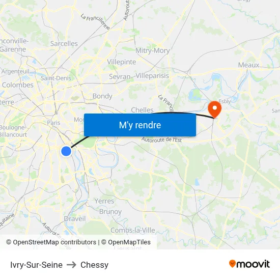 Ivry-Sur-Seine to Chessy map