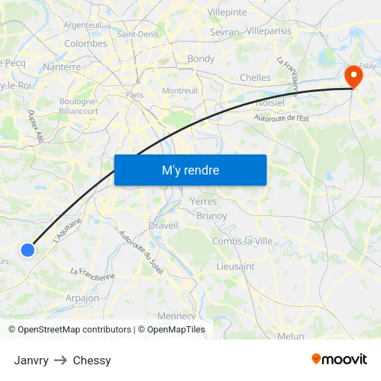 Janvry to Chessy map