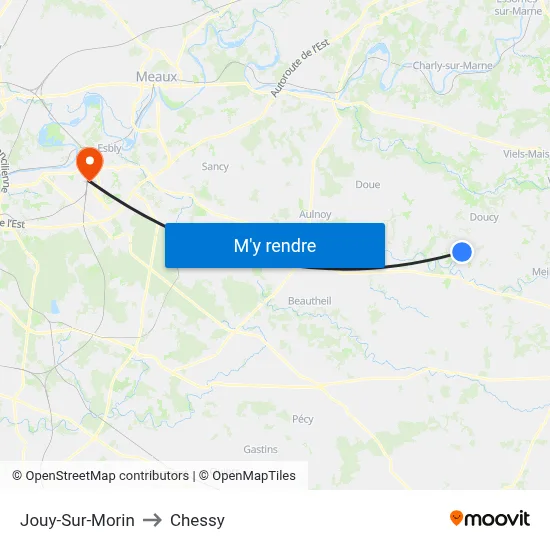 Jouy-Sur-Morin to Chessy map