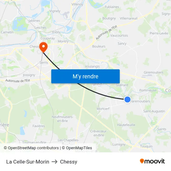 La Celle-Sur-Morin to Chessy map
