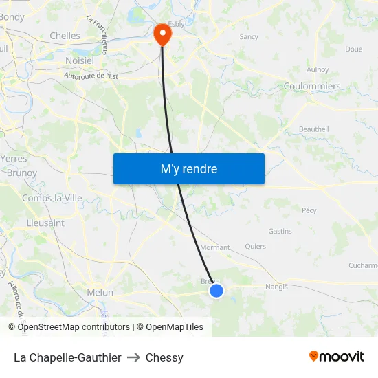 La Chapelle-Gauthier to Chessy map