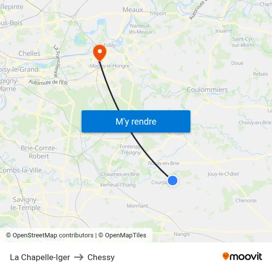 La Chapelle-Iger to Chessy map