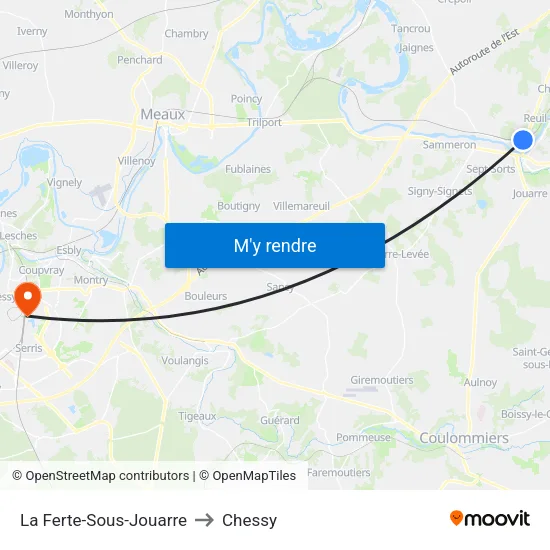 La Ferte-Sous-Jouarre to Chessy map