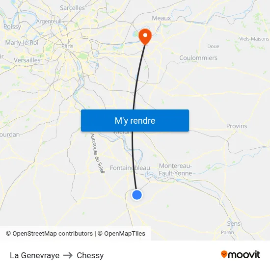 La Genevraye to Chessy map
