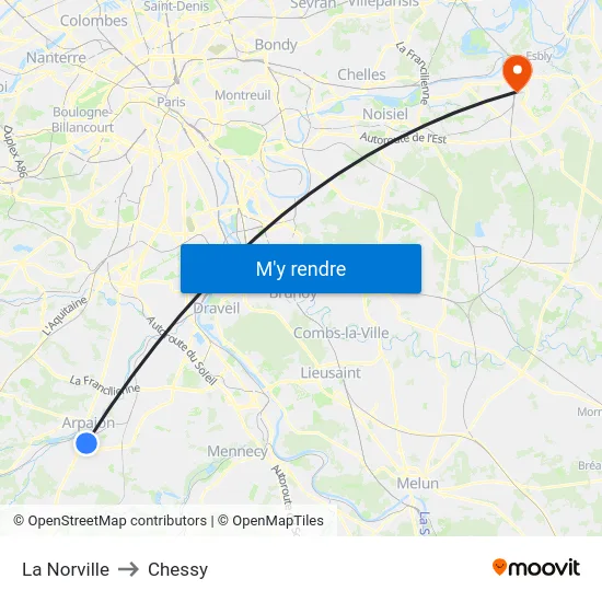 La Norville to Chessy map