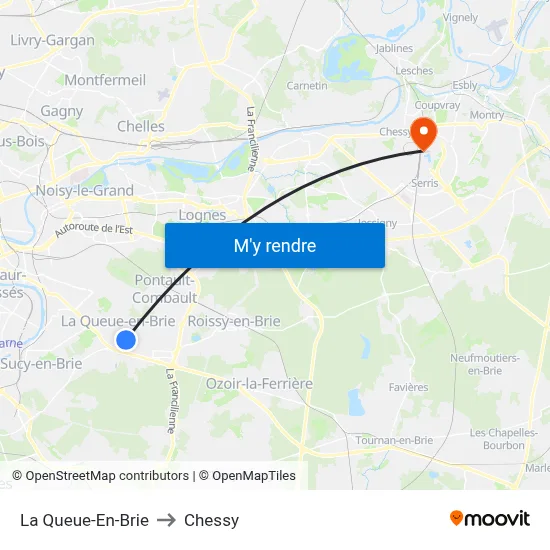 La Queue-En-Brie to Chessy map