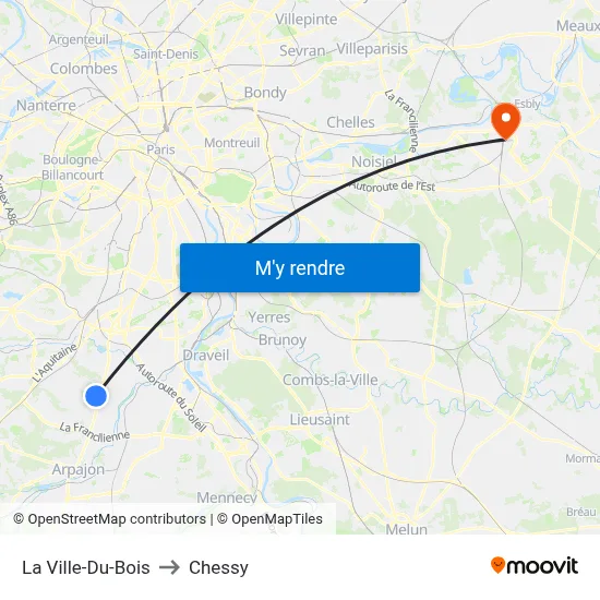 La Ville-Du-Bois to Chessy map
