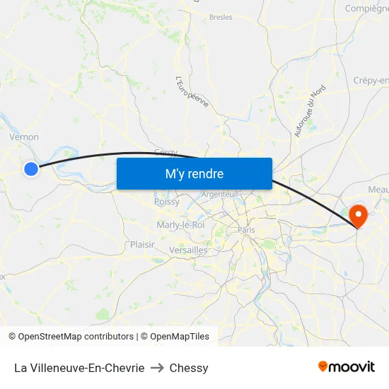 La Villeneuve-En-Chevrie to Chessy map