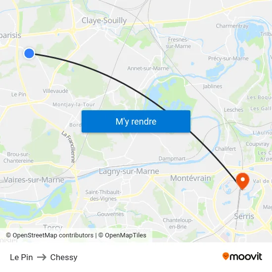 Le Pin to Chessy map