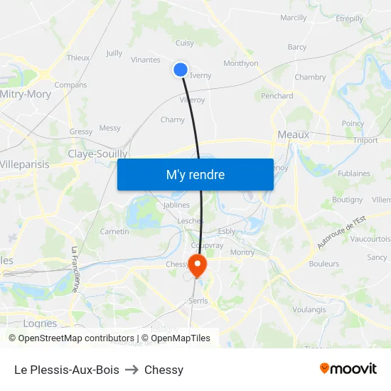 Le Plessis-Aux-Bois to Chessy map