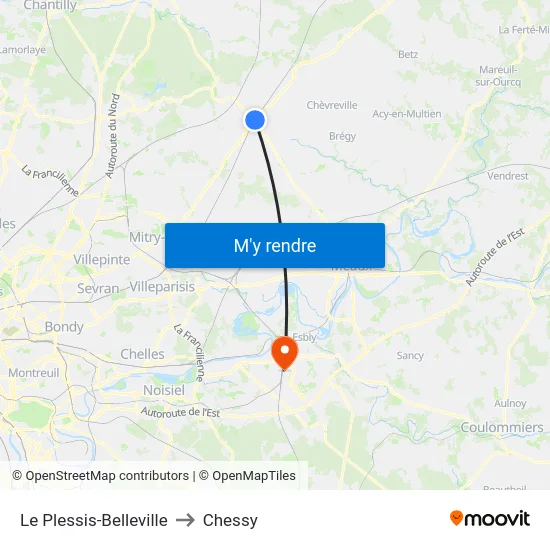 Le Plessis-Belleville to Chessy map