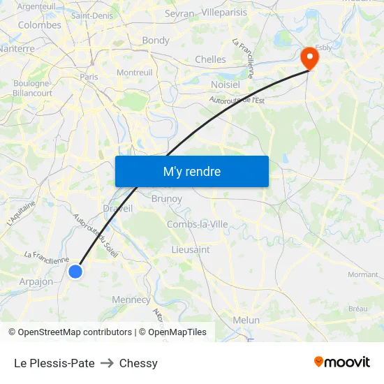 Le Plessis-Pate to Chessy map