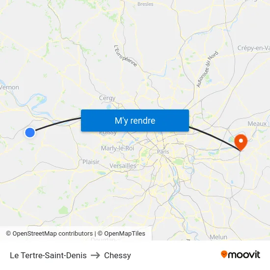Le Tertre-Saint-Denis to Chessy map