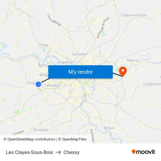 Les Clayes-Sous-Bois to Chessy map