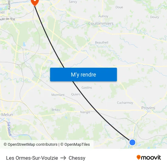 Les Ormes-Sur-Voulzie to Chessy map