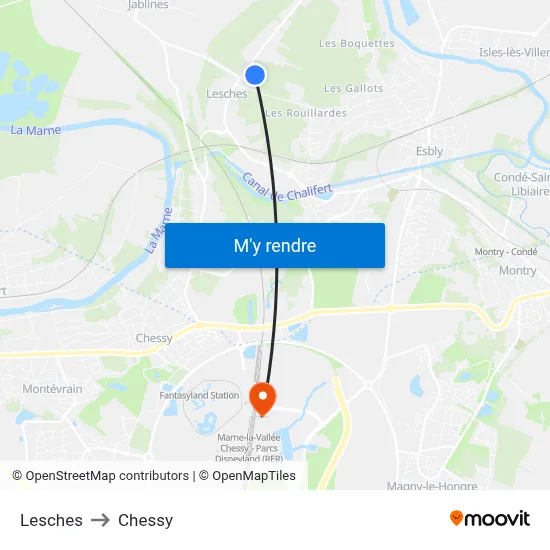 Lesches to Chessy map