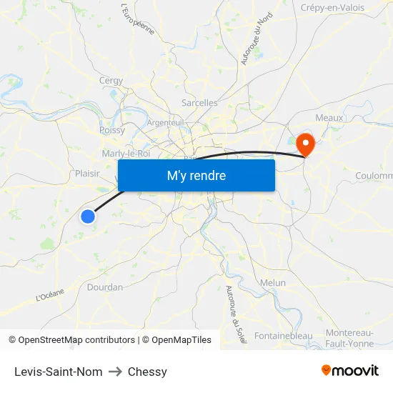 Levis-Saint-Nom to Chessy map
