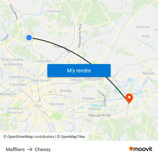 Maffliers to Chessy map
