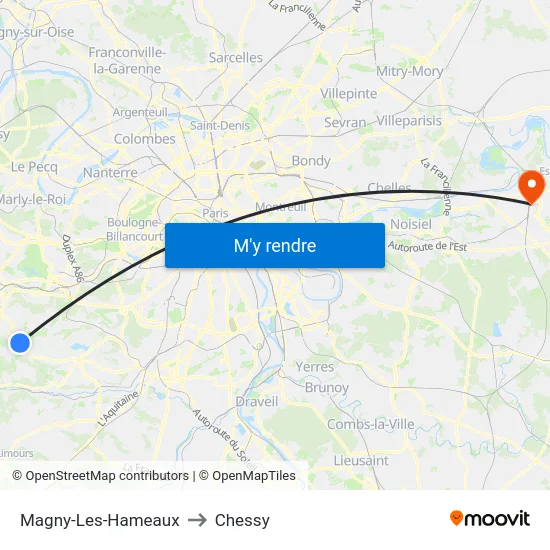 Magny-Les-Hameaux to Chessy map