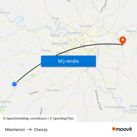 Maintenon to Chessy map