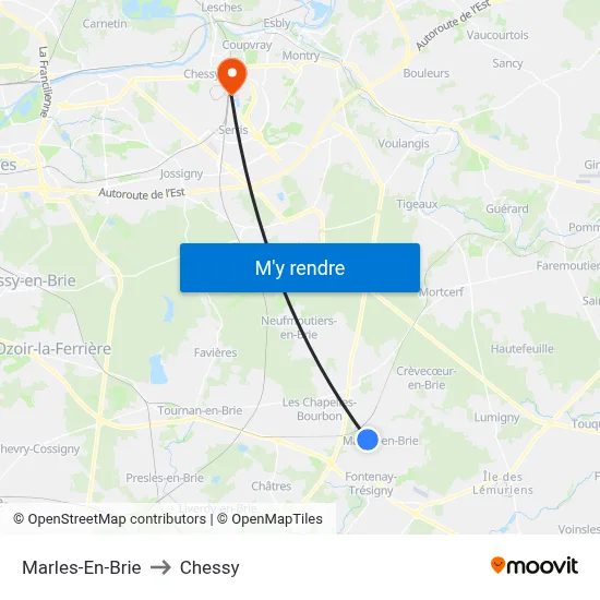 Marles-En-Brie to Chessy map