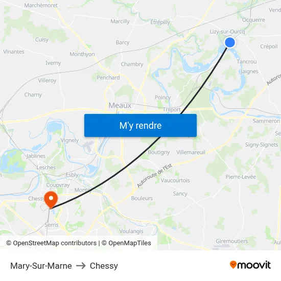 Mary-Sur-Marne to Chessy map