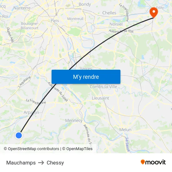 Mauchamps to Chessy map