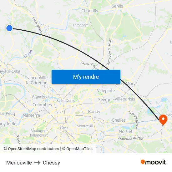 Menouville to Chessy map