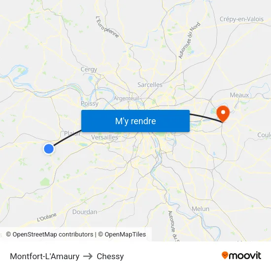Montfort-L'Amaury to Chessy map