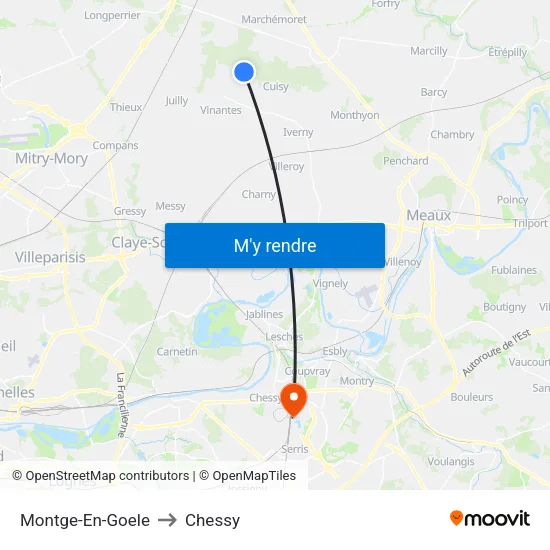 Montge-En-Goele to Chessy map
