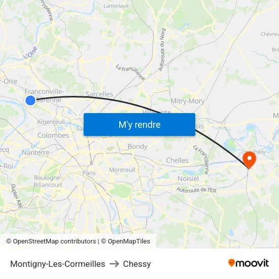 Montigny-Les-Cormeilles to Chessy map