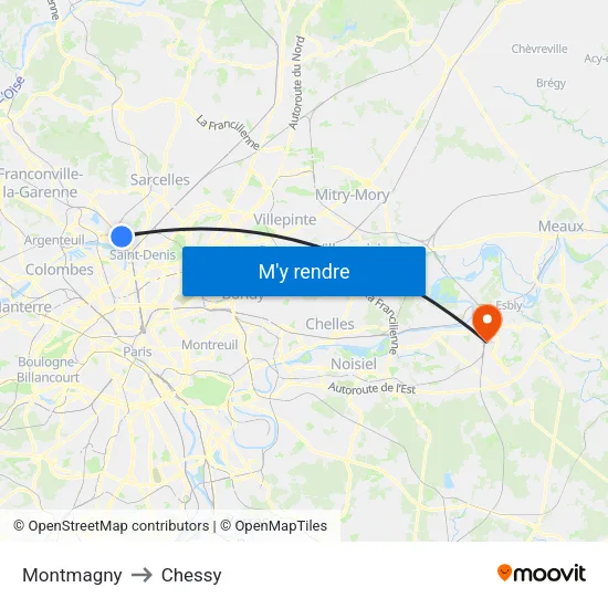 Montmagny to Chessy map