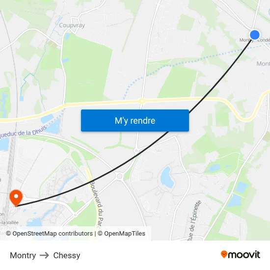 Montry to Chessy map