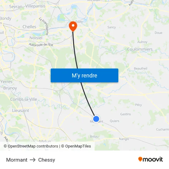 Mormant to Chessy map