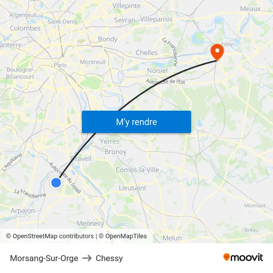 Morsang-Sur-Orge to Chessy map