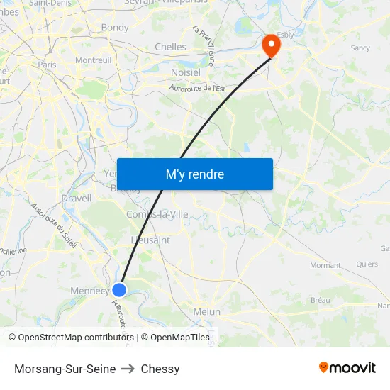 Morsang-Sur-Seine to Chessy map