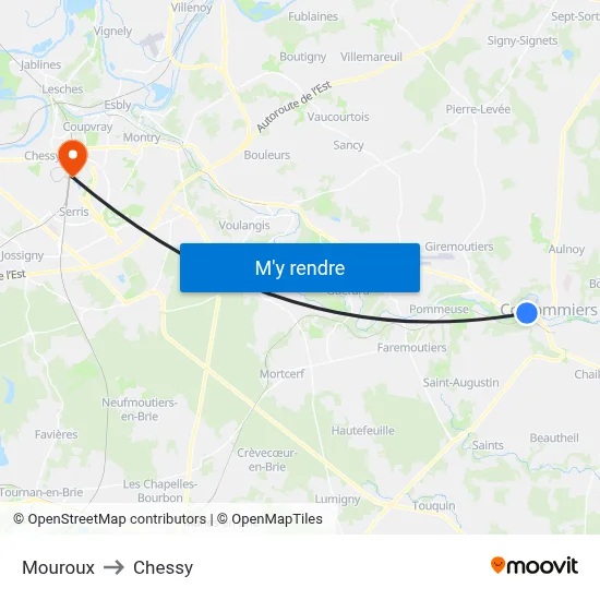 Mouroux to Chessy map