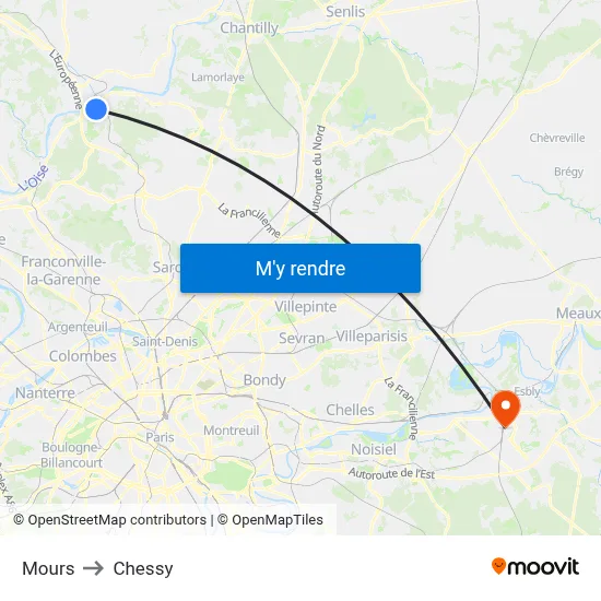 Mours to Chessy map