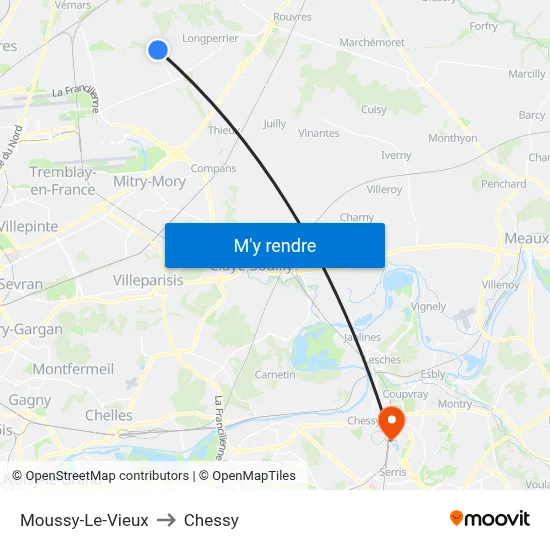 Moussy-Le-Vieux to Chessy map