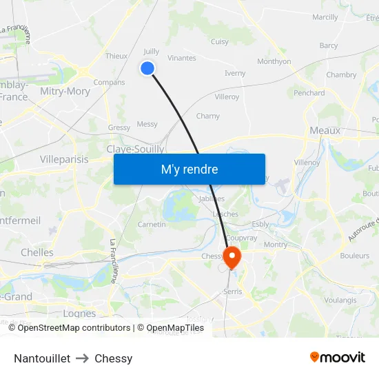 Nantouillet to Chessy map