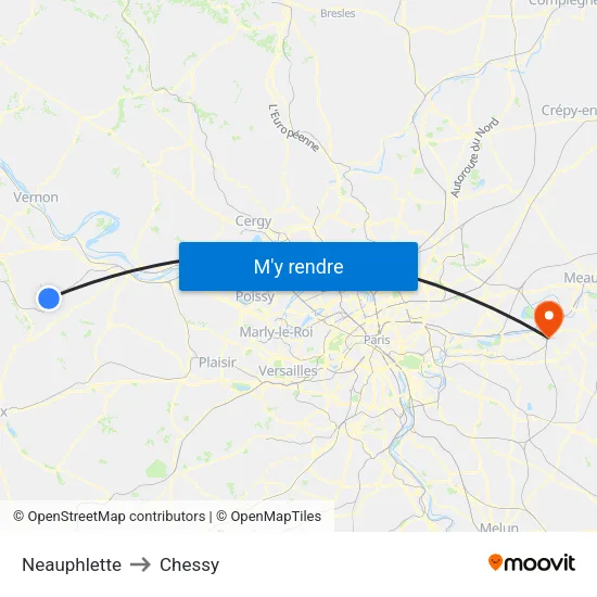 Neauphlette to Chessy map