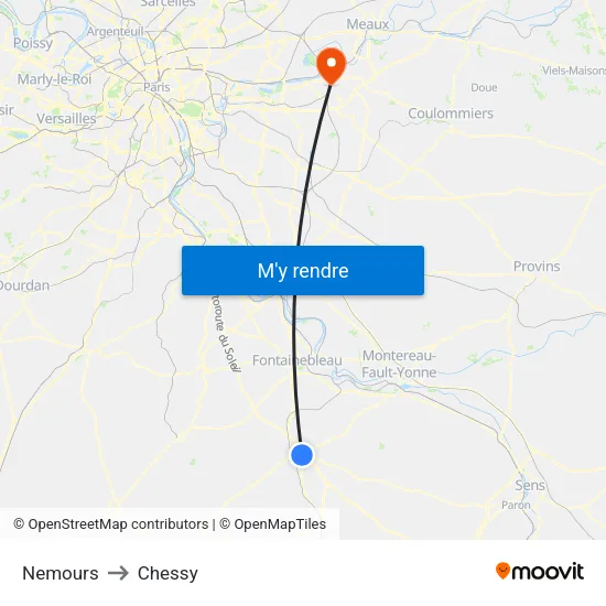 Nemours to Chessy map