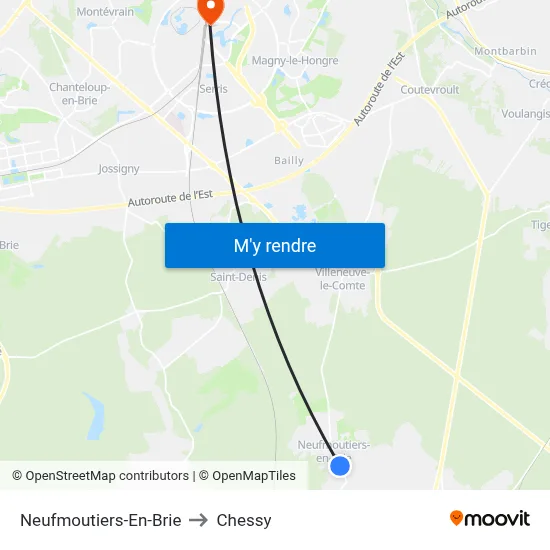 Neufmoutiers-En-Brie to Chessy map