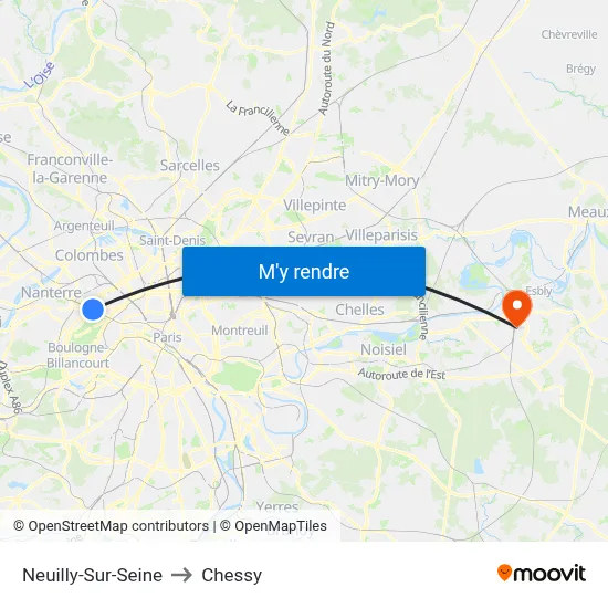 Neuilly-Sur-Seine to Chessy map
