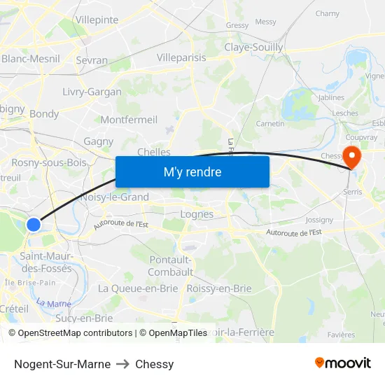 Nogent-Sur-Marne to Chessy map