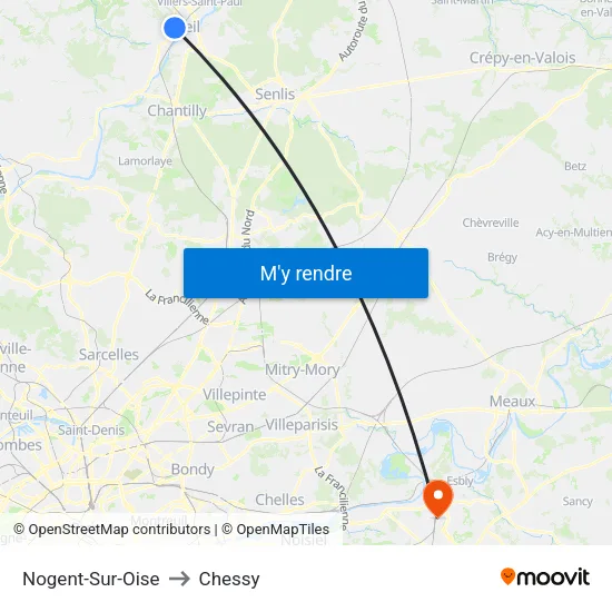Nogent-Sur-Oise to Chessy map
