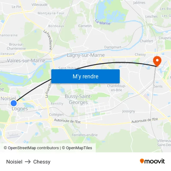 Noisiel to Chessy map
