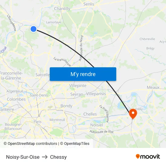 Noisy-Sur-Oise to Chessy map