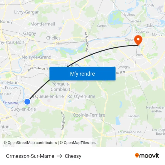 Ormesson-Sur-Marne to Chessy map
