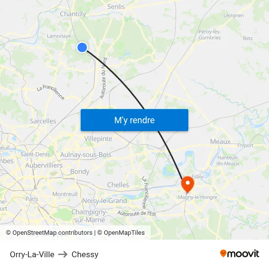 Orry-La-Ville to Chessy map